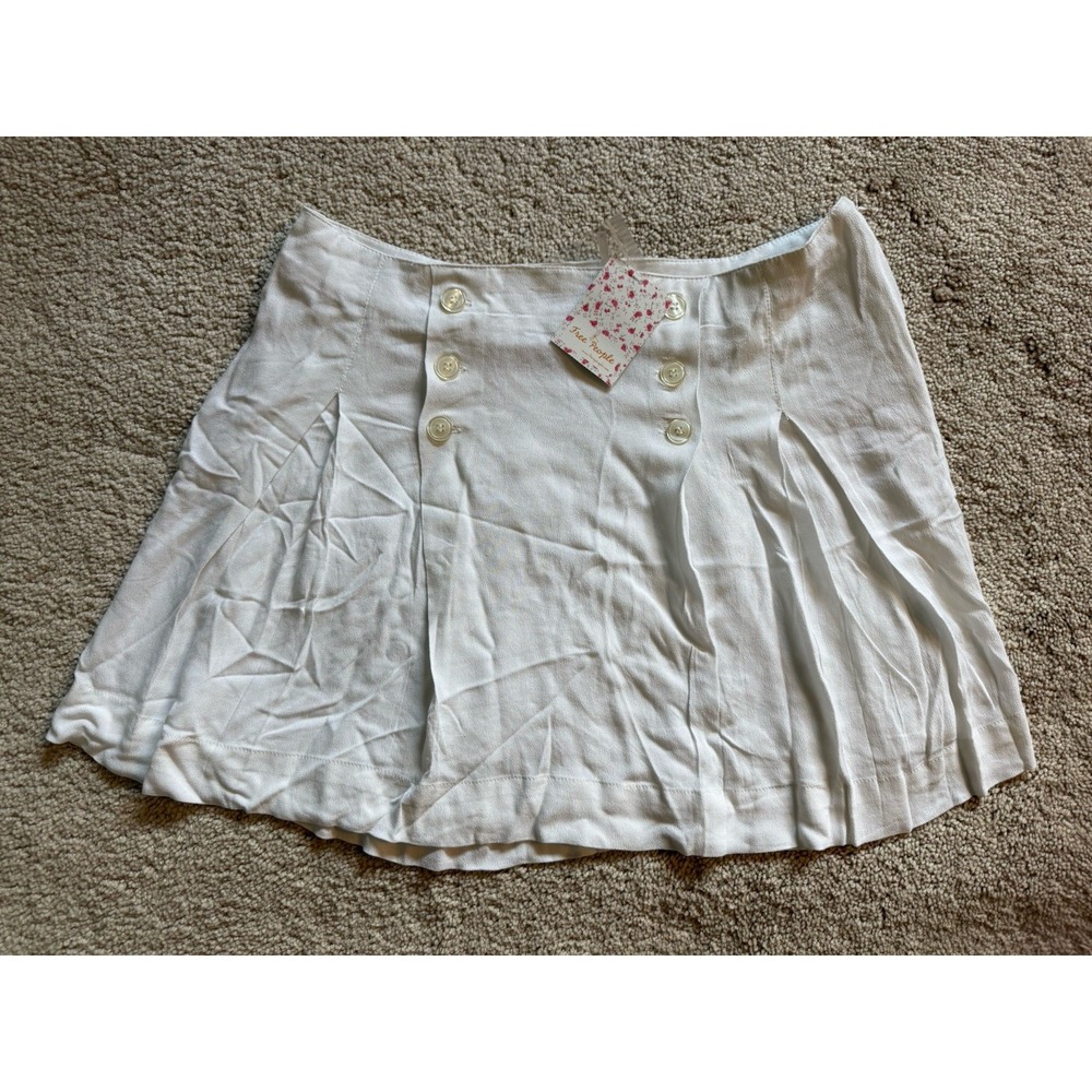 Free People‎ Lovers Lane Pleated Mini Skirt White Size 10